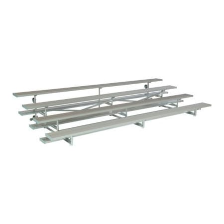 Gt Grandstands By Ultraplay 4 Row Universal Low Rise Tip N Roll Aluminum Bleacher, 9' Long, Double Footboard TR-0409ALRPRF